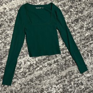 Abercrombie & Fitch Long-Sleeve Featherweight Rib Squareneck Top size s